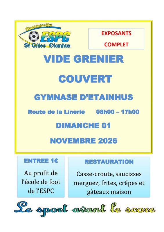 Affiche Vide-grenier couvert de l'école de foot à Étainhus