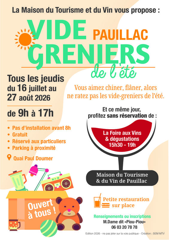 Affiche Vide-grenier Pauillac jeudi 16 juillet 2026 (33250)