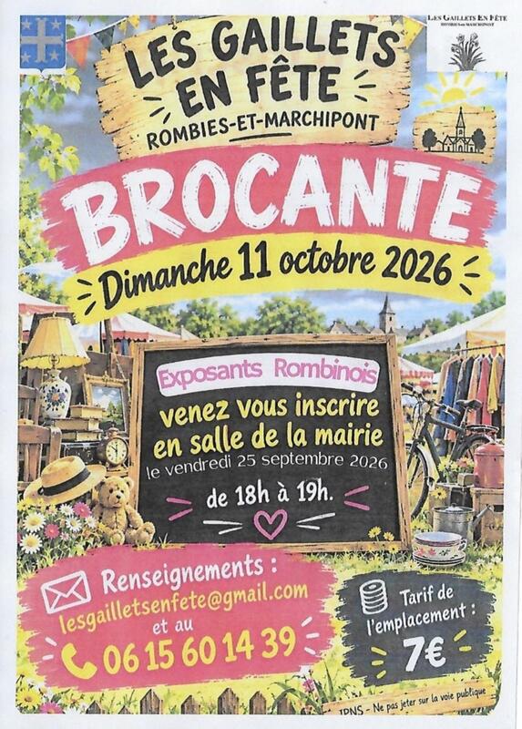 Affiche Brocante des Gaillets en fête à Rombies-et-Marchipont