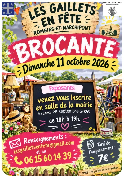 Affiche Brocante des Gaillets en fête à Rombies-et-Marchipont