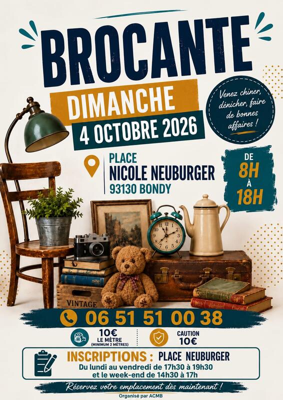 Affiche Brocante de la place Nicole Neuburger à Bondy
