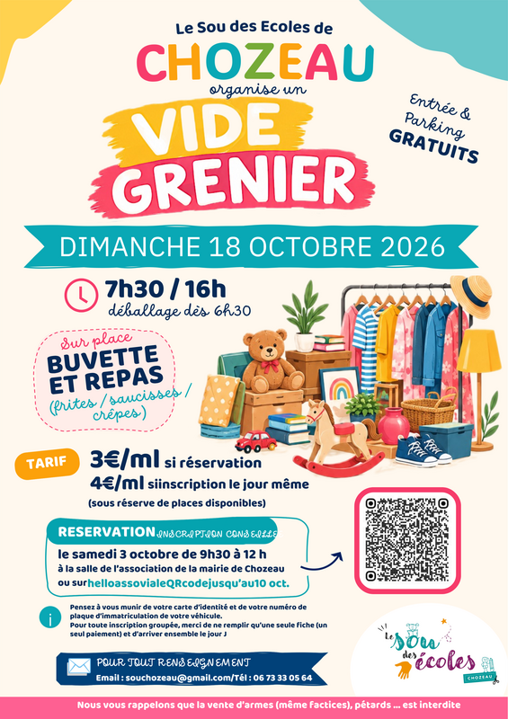 Affiche Vide-grenier du Sou des Écoles de Chozeau