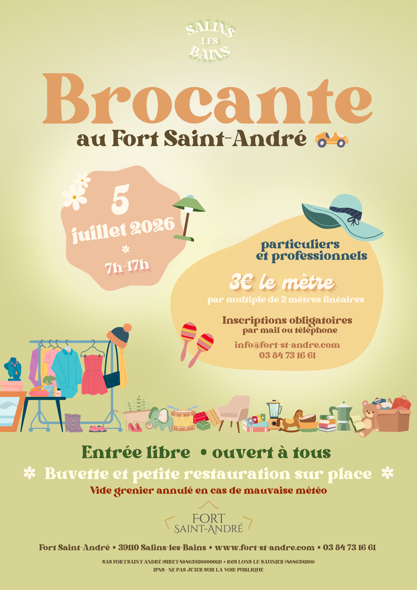 Affiche Brocante au Fort Saint-André Salins-les-Bains dimanche 5 juillet 2026 (39110)
