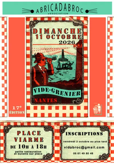 Affiche Vide-greniers d'Abricadabroc place Viarme à Nantes