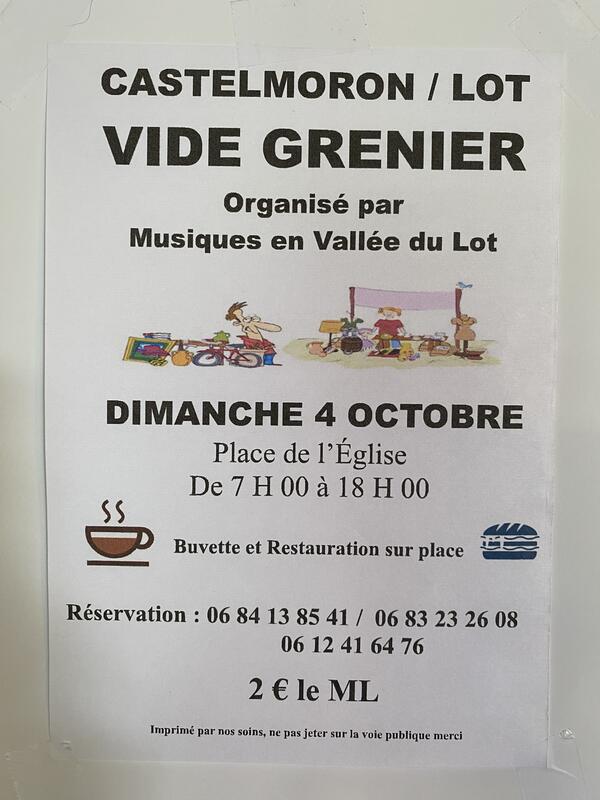 Affiche Vide-grenier de Musiques en Vallée du Lot à Castelmoron-sur-Lot