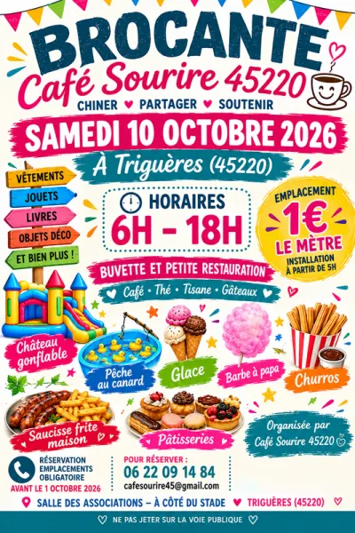 Affiche Brocante du Café Sourire à Triguères