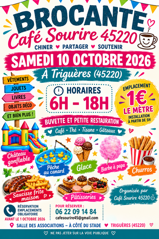 Affiche Brocante du Café Sourire à Triguères