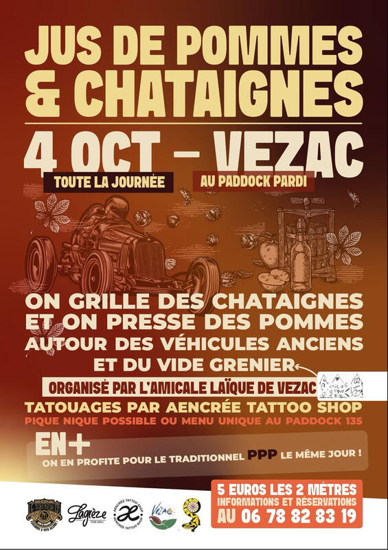 Affiche Vide-grenier jus de pommes et châtaignes à Vézac