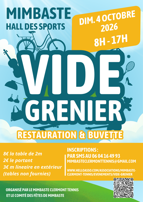 Affiche Vide-grenier du Mimbaste Clermont Tennis à Mimbaste