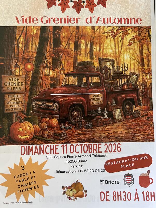Affiche Vide-grenier d'automne du PEIB à Briare