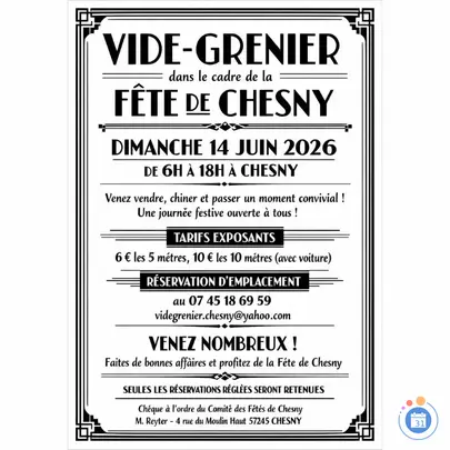 Affiche Vide-grenier Chesny dimanche 14 juin 2026 (57245)