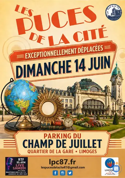 Affiche Marche aux puces Limoges dimanche 14 juin 2026 (87000)