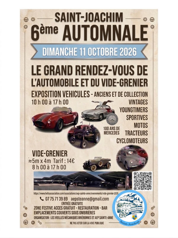 Affiche Automnale, automobile et vide-grenier à Saint-Joachim