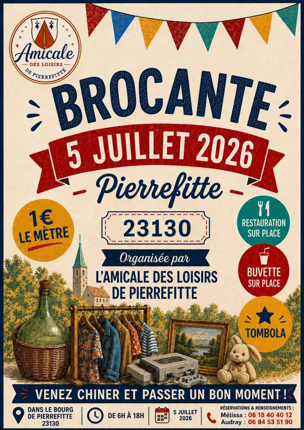 Affiche Brocante Pierrefitte dimanche 5 juillet 2026 (23130)