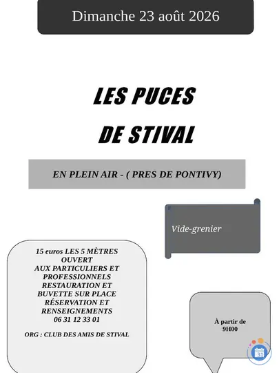 Affiche Vide-grenier Les Puces de Stival Pontivy dimanche 23 août 2026 (56300)