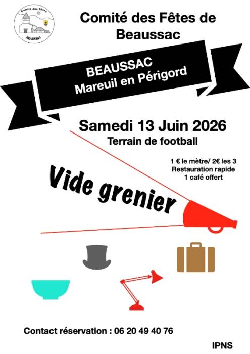 Affiche Vide-grenier Beaussac Mareuil en Périgord samedi 13 juin 2026 (24340)