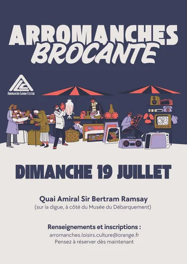 Affiche Brocante d'Arromanches dimanche 19 juillet 2026 sur la digue (14117)