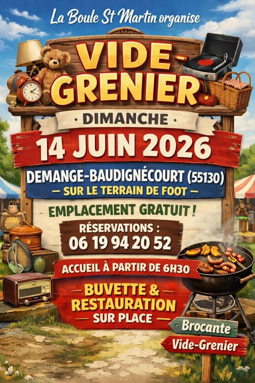 Affiche Vide-grenier Demange-Baudignécourt dimanche 14 juin 2026 (55130)