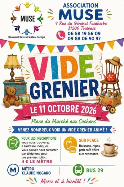 Affiche Vide-grenier de l'association MUSE à Toulouse