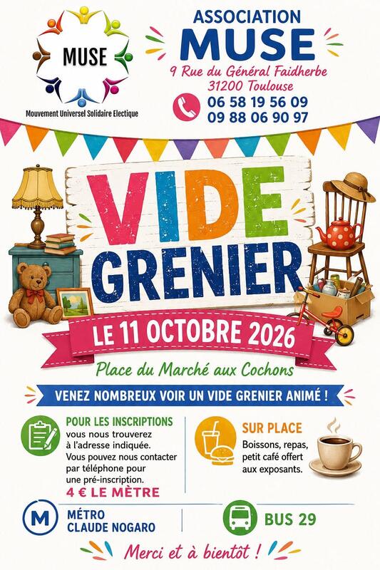Affiche Vide-grenier de l'association MUSE à Toulouse
