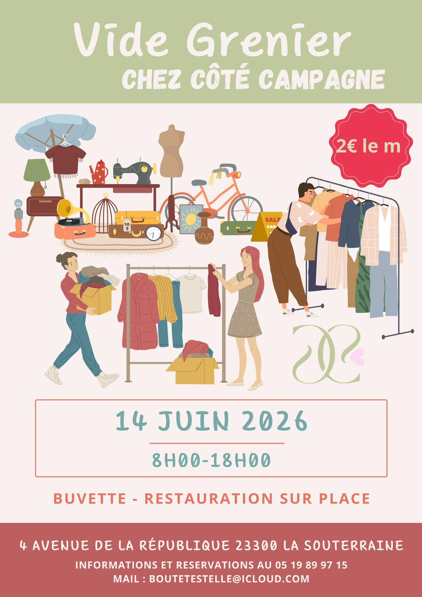 Affiche Vide-grenier chez Cote Campagne La Souterraine dimanche 14 juin 2026 (23300)