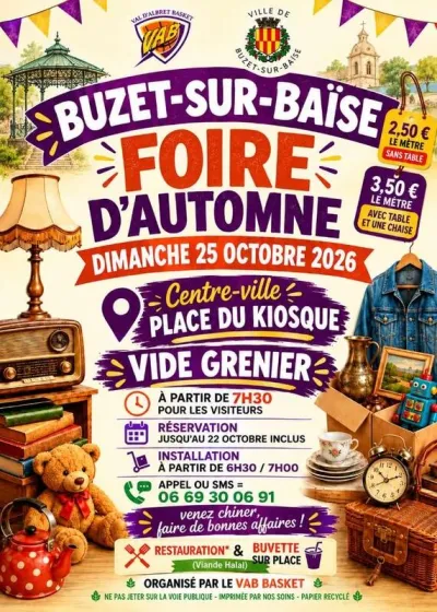 Affiche Foire d'automne et vide-grenier du VAB Basket à Buzet-sur-Baïse