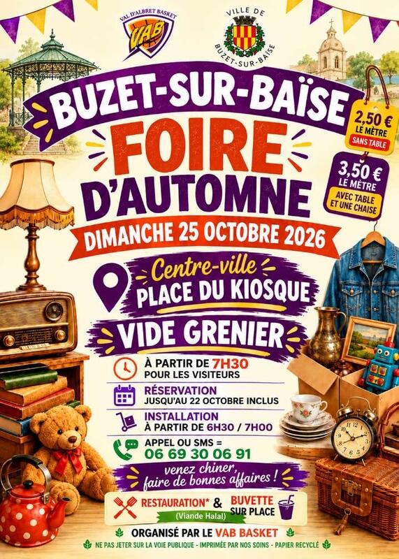 Affiche Foire d'automne et vide-grenier du VAB Basket à Buzet-sur-Baïse