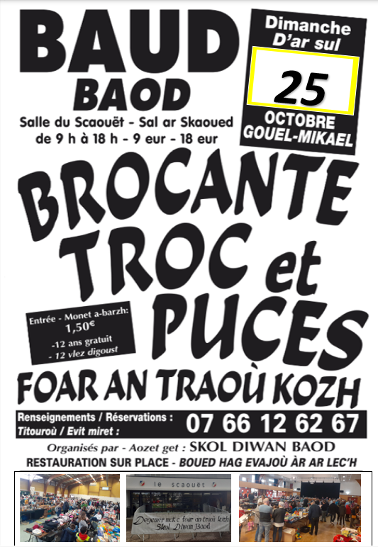 Affiche Brocante, troc et puces de l'école Diwan à Baud