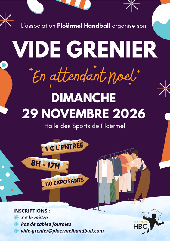 Affiche Vide-grenier En attendant Noël du Ploërmel Handball à Ploërmel