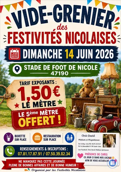 Affiche Vide-grenier Nicole dimanche 14 juin 2026 (47190)