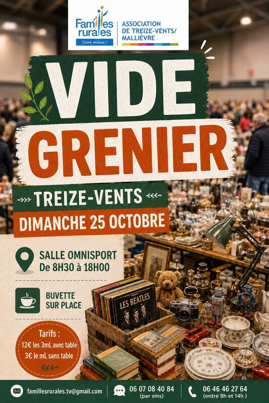 Affiche Vide-grenier de Familles rurales à Treize-Vents