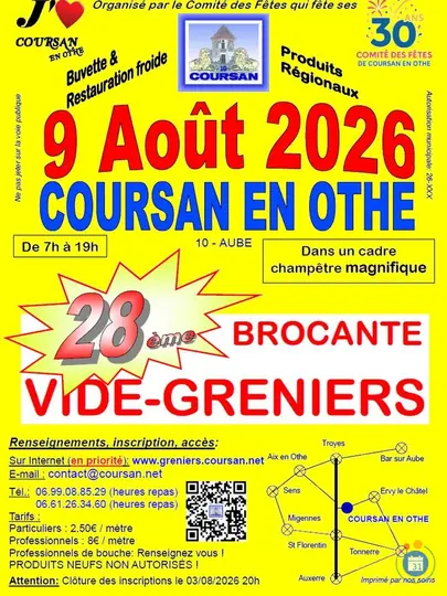Affiche Brocante Coursan-en-Othe dimanche 9 août 2026 (10130)