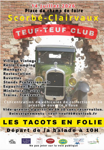 Affiche Vide-grenier Teuf-Teuf Club Scorbé-Clairvaux mardi 14 juillet 2026 (86140)