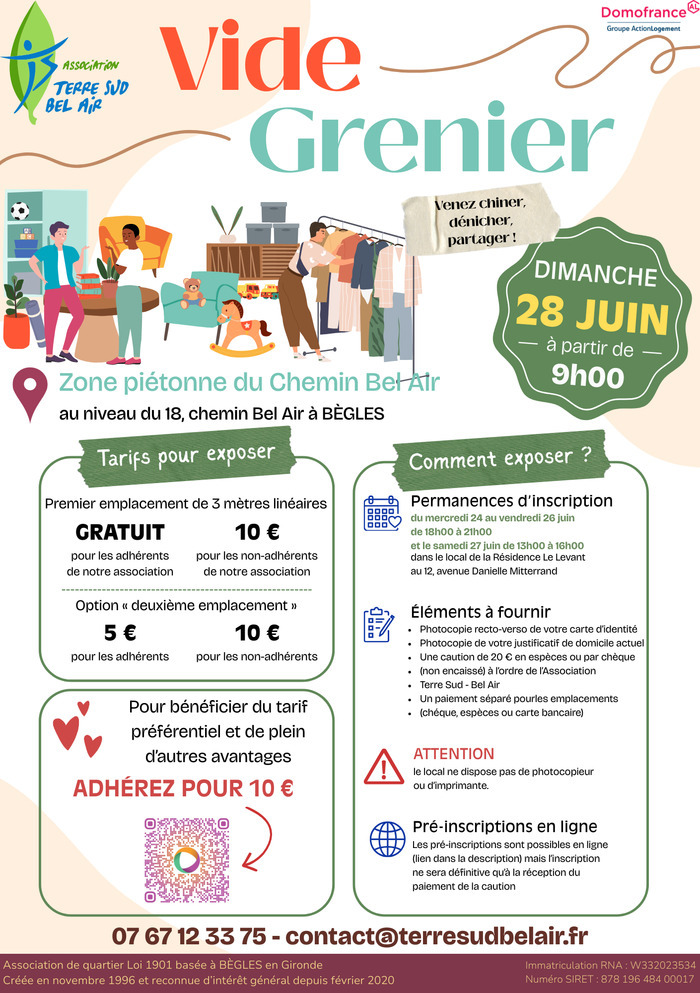 Affiche Vide-grenier Bègles dimanche 28 juin 2026 (33130)
