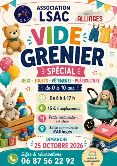 Affiche Vide-grenier spécial enfant de l'association LSAC à Allinges