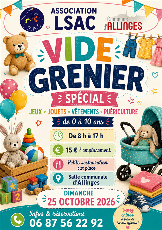 Affiche Vide-grenier spécial enfant de l'association LSAC à Allinges