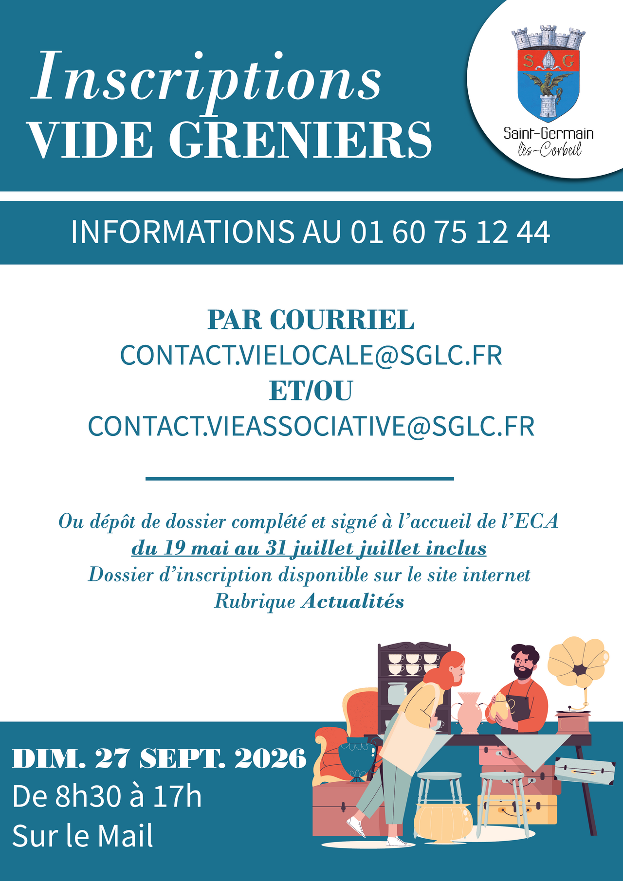 Affiche Vide-greniers Saint-Germain-lès-Corbeil dimanche 27 septembre 2026 (91250)