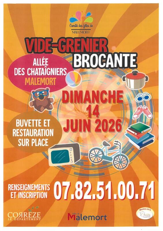 Affiche Vide-grenier brocante Malemort dimanche 14 juin 2026 (19360)