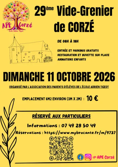Affiche Vide-grenier de l'APE de l'école Adrien Tigeot à Corzé