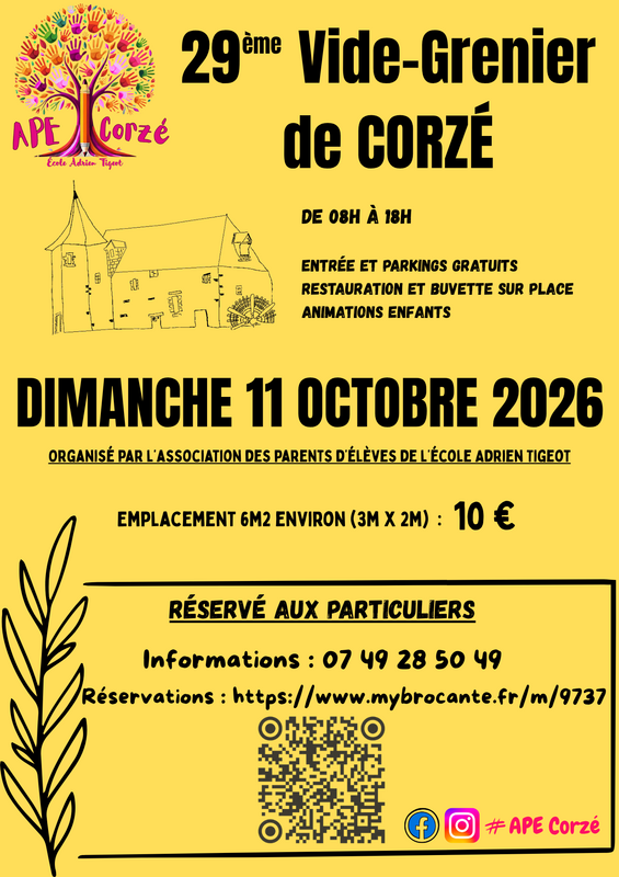 Affiche Vide-grenier de l'APE de l'école Adrien Tigeot à Corzé
