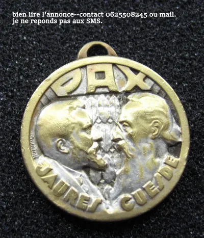medaille commémorative Jaures Guesde. - Collection - Wattrelos (59150)