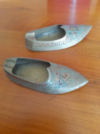 Paire d'ancien cendriers de poche en laiton - photo 3