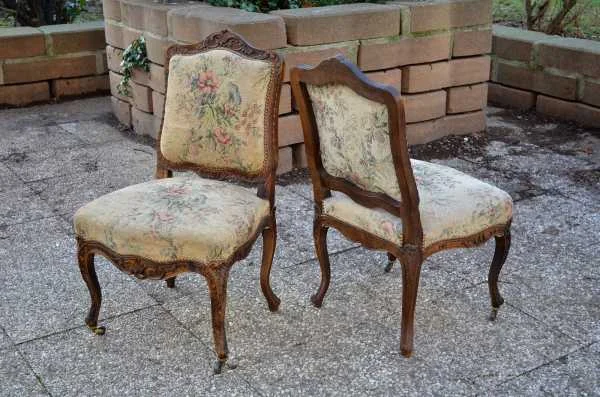 Paire de chaises de style louis xv en noyer massif - Meubles - Pantin (93500)