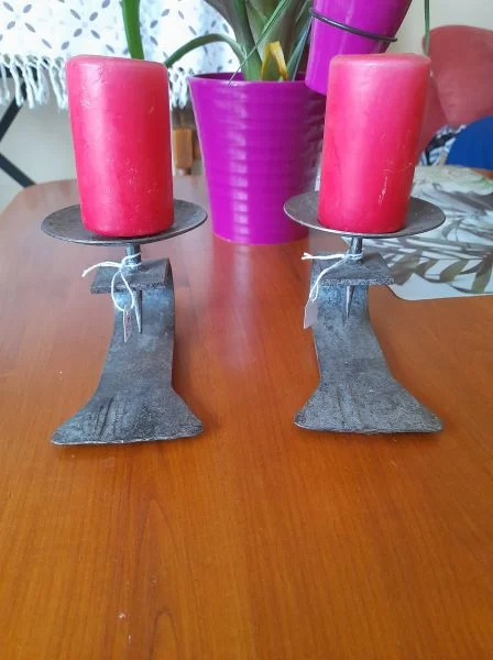 Lot 2 anciens portes bougies en métal - Décoration - Saint-Satur (18300)