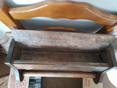 Vintage - etagère mural cuisine en bois - dévidoir - photo 2