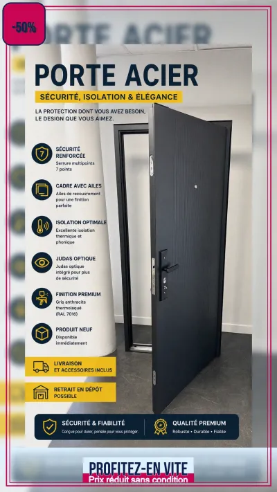 Porte acier aluminium neuve en stock - Bricolage