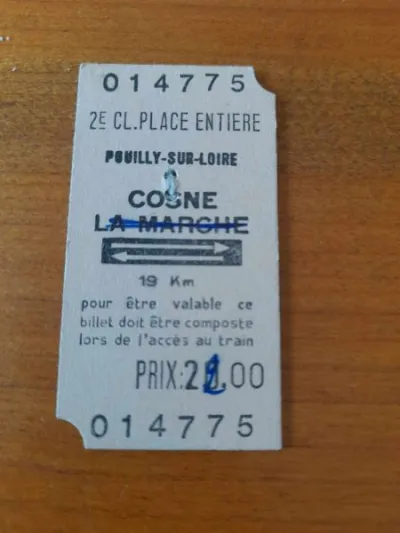 Ancien ticket sncf pouilly sur loire - cosne - photo 2