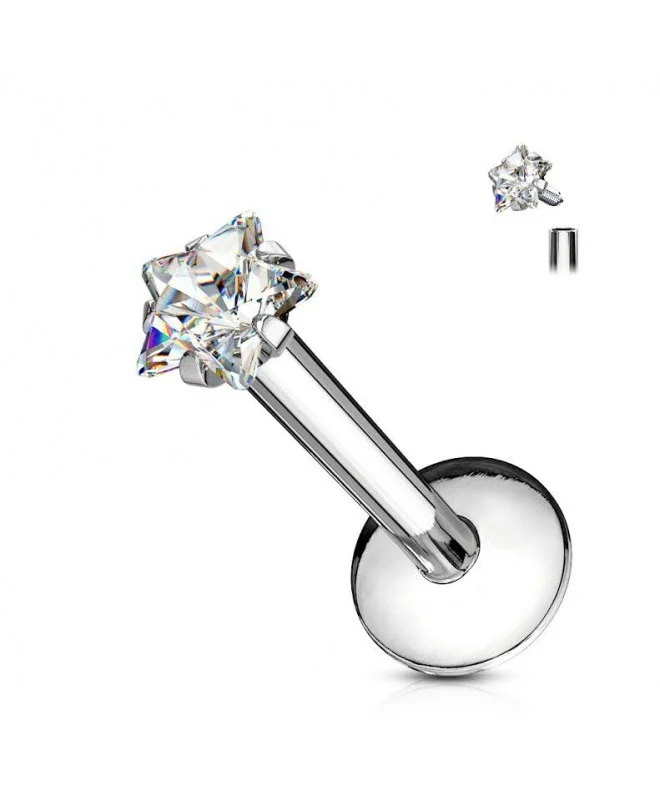 PIERCING LABRET LEVRE strass etoile blanc monroe - Bijoux & Montres