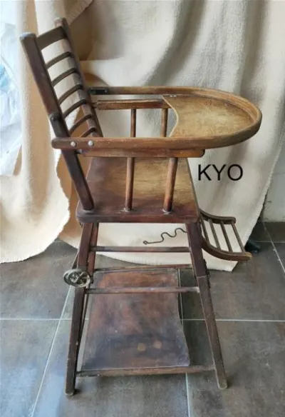 Chaise haute bois bébé vintage ancienne bureau - Puériculture - Foncine-le-Haut (39460)