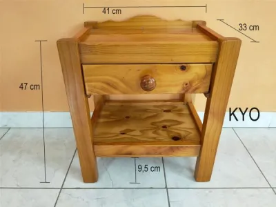 Table chevet bois, tiroir, l.41 x p.33 x h.47 cm - Meubles